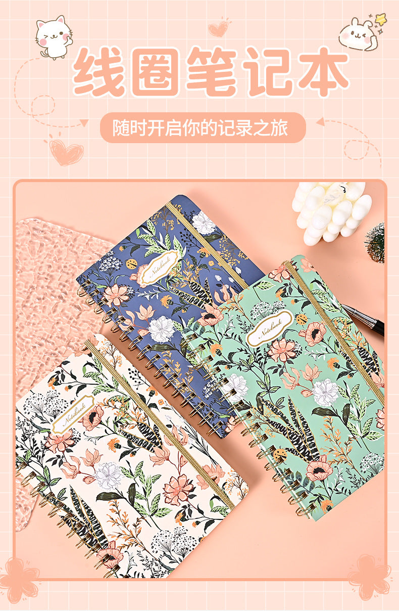 Customizable Painted Garden Elastic Band Spiral Notebook Diary Notepad Exam Preparation Student Workbook Notebook Wholesale
