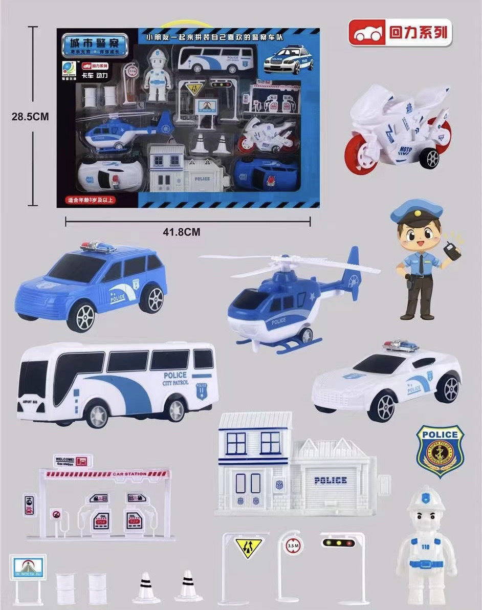 Durable Children's Toy Car Pull-Back Car Simulation Excavator Engineering Vehicle Fire Truck Airplane Model Boy's Gift