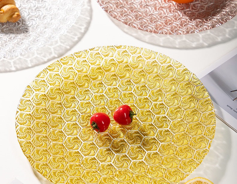 Western-style Glass Dinner Plate charger plate Wedding Banquet Decoration Plate High-Value Fruit Plate13inch pad plate