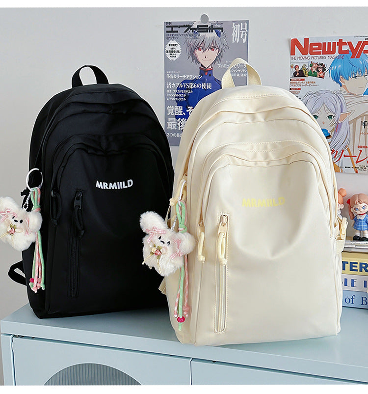 Large Capacity Backpack Women's New Fashion Simple School Bag Harajuku style solid color travel backpack for middle and high school students http://detail.1688.com/offer/967608488585.html