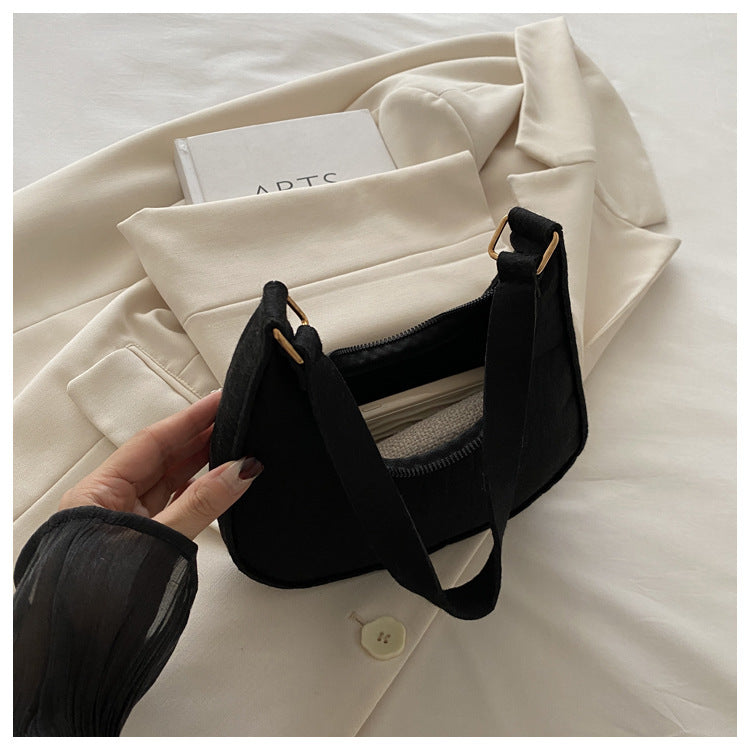 Solid Color Elegant Women's Bag2024Trendy Korean Style Autumn Winter New Stone Pattern Underarm Bag Casual Shoulder Handbag