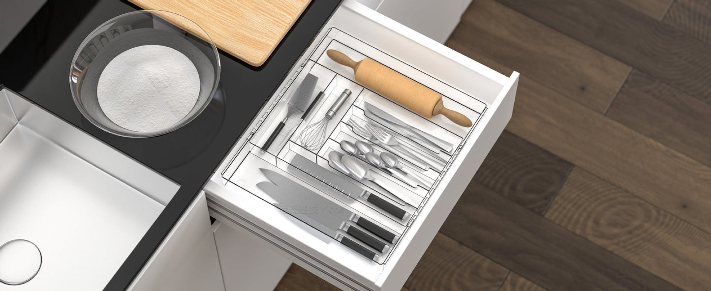 Cross-Border Tableware Kitchen Organizer Box Drawer Expandable Silverware Storage Box Cosmetics Stationery Miscellaneous Divider Expandable Box