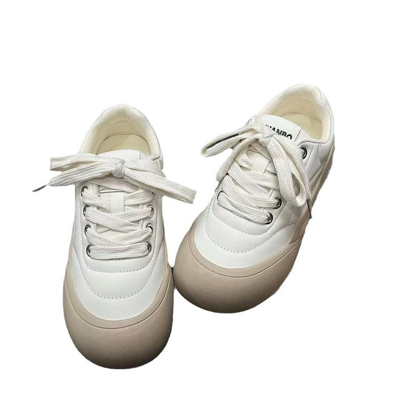 Thick-soled White Sneakers Versatile for Women2025Spring New Student Sports Shoes Big Toe Bread Shoes Board Shoes Wholesale Shoes