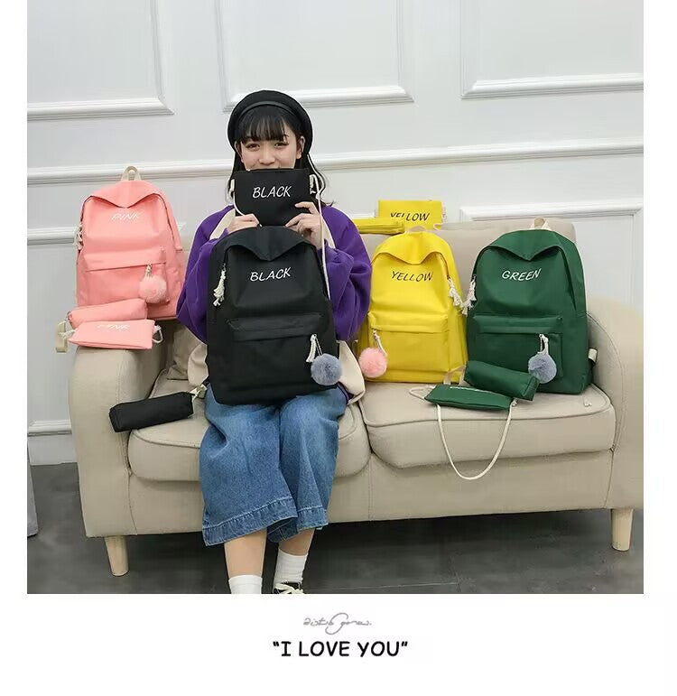 Three-piece Backpack Set New Korean Version Fashionable Backpack for Primary and Secondary School Students Large Capacity Unisex Travel Bag http://detail.1688.com/offer/940937569372.html