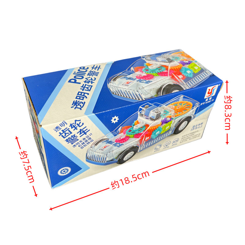 Mid-Autumn Festival Gift for Babies: Handheld Music Toy Car Lantern, Children's Electric Transparent Gear Flashing Police Car Lantern