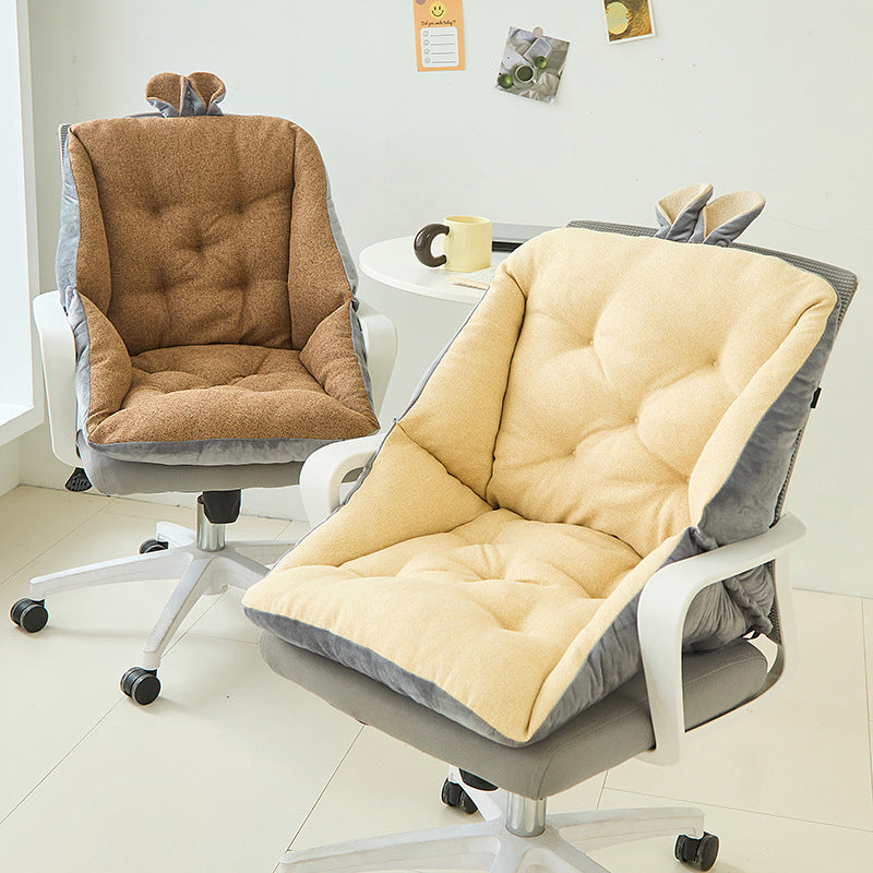 Thickened Seat Cushion and Back Cushion Integrated Ear Thick Cloth Cotton Linen Office Computer Chair Cushion Student Butt Cushion All Seasons