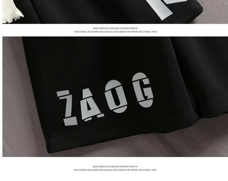 Summer Teenage Suit Boys Short Sleeve T T-shirt Short Sleeve New Style High School Student Trendy Casual Sports Two Pieces