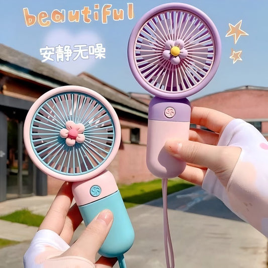 Children's Small Handheld Fan Student Gift Portable Cartoon Mini Portable Rechargeable Small Desktop Fan