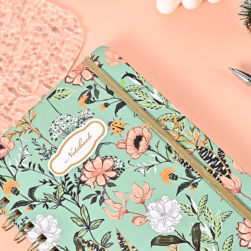 Customizable Painted Garden Elastic Band Spiral Notebook Diary Notepad Exam Preparation Student Workbook Notebook Wholesale