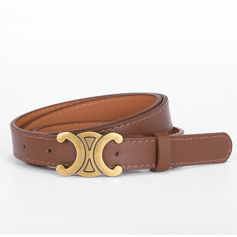 Women's English Letter Smooth Buckle Belt Versatile Jeans Decoration Fashion Trendy Internet Celebrity Fashion Waist Belt