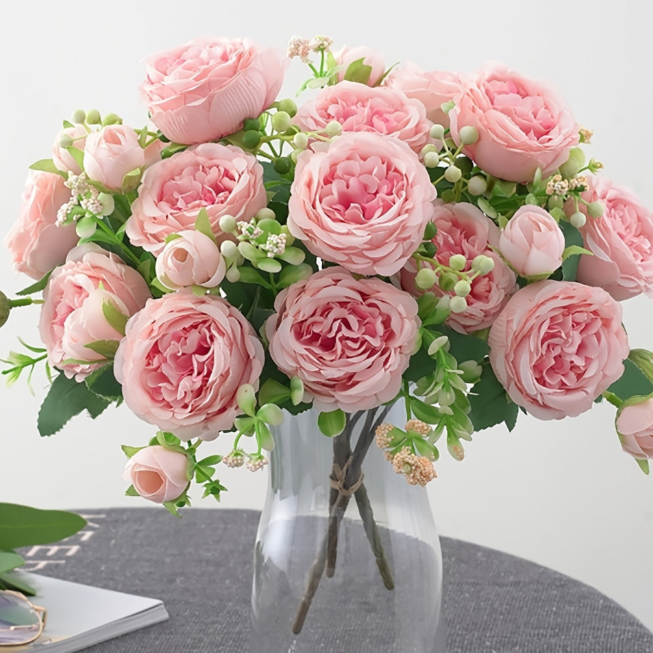 Artificial Bouquet Persian Rose5Head Bouquet Persian Rose Artificial Flower Wedding Arrangement Bride Handheld Flower Furniture Display