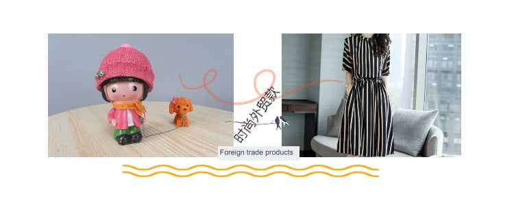Beautiful Striped Dress2025Korean Style Lace-Up Waist-Cinching Loose Skirt Summer Mid-Length Plus Size Women's Clothing Wholesale