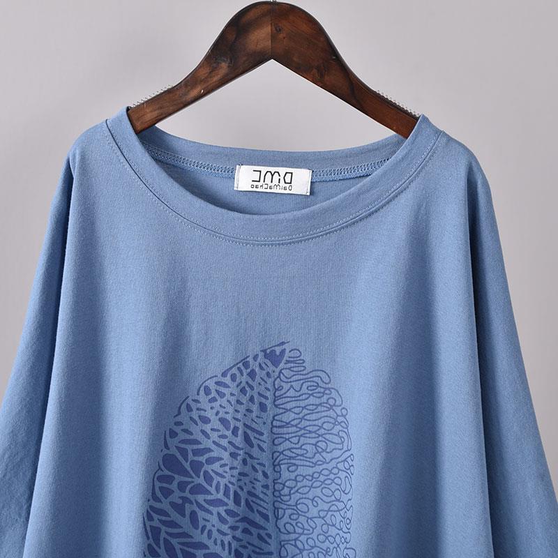 200Plus Size Women's Summer Leaf Print Casual Split Mid-Length Short Sleeve Dress T Women's Loose Fit Plus Size Shirt