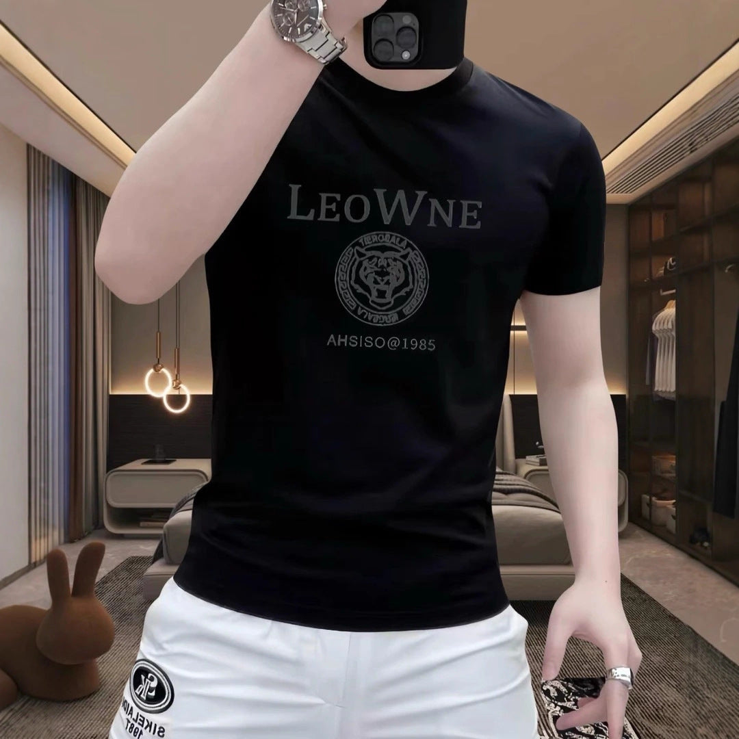 2025New Summer High-End Short Sleeve t Men's Round Neck Loose Fit Plus Size T-Shirt Versatile Top ins Fashion Brand