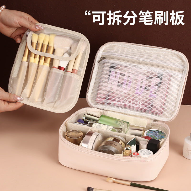 Cross-Border New Detachable Makeup Bag Waterproof Large Capacity Storage Bag Portable Handheld Free Partition Toiletry Bag