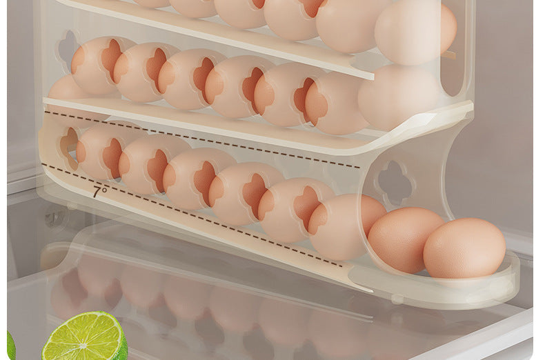 Egg Storage Box Refrigerator Side Door Rolling Egg Food Grade Egg Rack Automatic Egg Box Fresh-keeping Kitchen Organizer