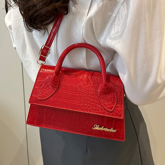 Korean style stone pattern single shoulder bag for women2025New Textured Handheld Small Square Bag Versatile Fashion Simple Crossbody Bag