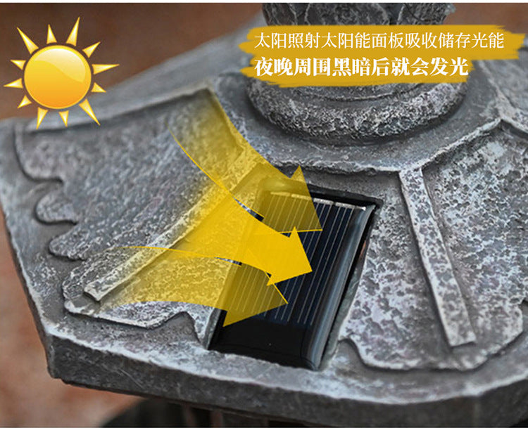 Chinese Antique Style Palace Lantern Solar Outdoor Courtyard Decoration Ornament Garden Villa Balcony Floor Landscape Lamp
