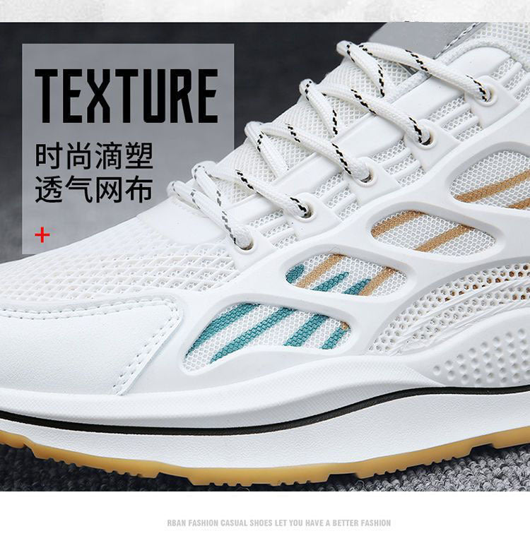 2024Spring Youth New Trend Men's Shoes Korean Style Breathable Versatile White Sneakers Running Student Casual Sports Shoes