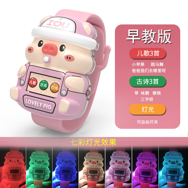 Music Watch Colorful Glowing Cute Cartoon Children's Electronic Watch Toy Elementary School Kindergarten Gift Wholesale