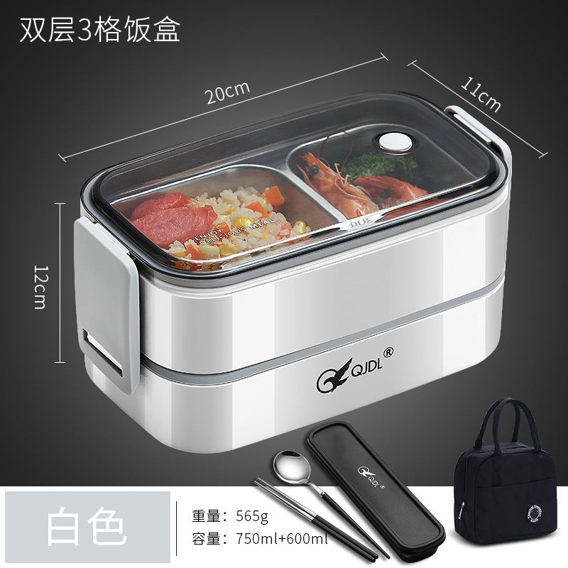 304Stainless Steel Sealed Insulated Lunch Box for Students and Office Workers, Microwave Safe, Double-Layer Lunch Container