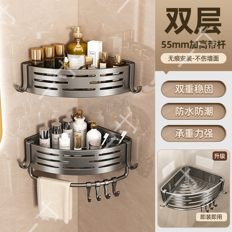 Suction Cup Triangle Basket Storage Rack Bathroom Toilet Wall-Mounted Organizer Rack Washroom Sink Corner No-Drill Organizer