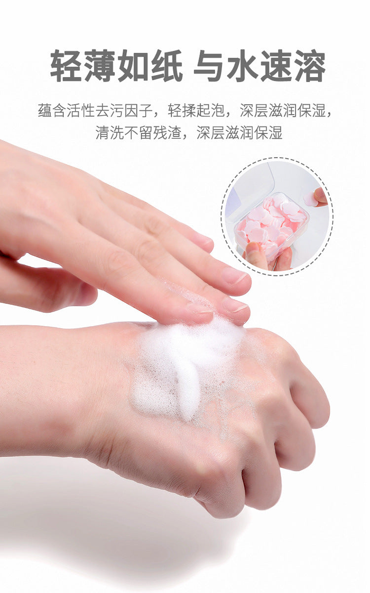 Portable Hand Washing Tablets Soap Paper for Students and Children, Disposable Travel Mini Petal Soap Tablets Boxed