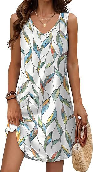 European And American Women’s Clothing Summer Loose Casual V-neck Flower Dress