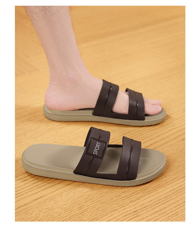 Men's New Summer Thick-Soled Slippers One-Word Outdoor Casual Comfortable Fashion Non-Slip Wear-Resistant Beach Shoes Soft