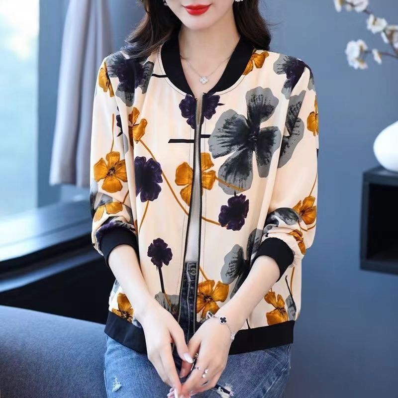 Cardigan Sweatshirt Jacket Women Baseball Jacket Loose Versatile Embroidery V Lazy Style Couple's Collared Top