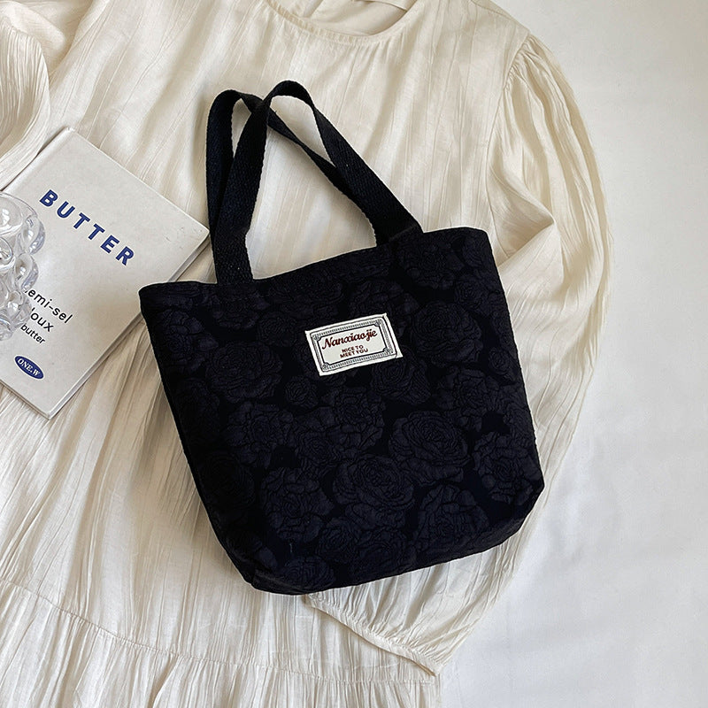 South Korea ins Unique Canvas Bag2024New Fashion Commuting Tote Bag Female College Student Class Shoulder Bag