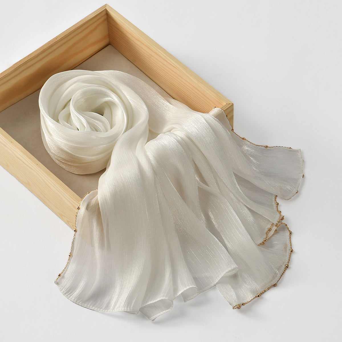 Southeast Asia Hot-Selling Popular Solid Color Chiffon Island Silk Chain Long Scarf Summer Refreshing Breathable Sun-Proof Ethnic Headscarf