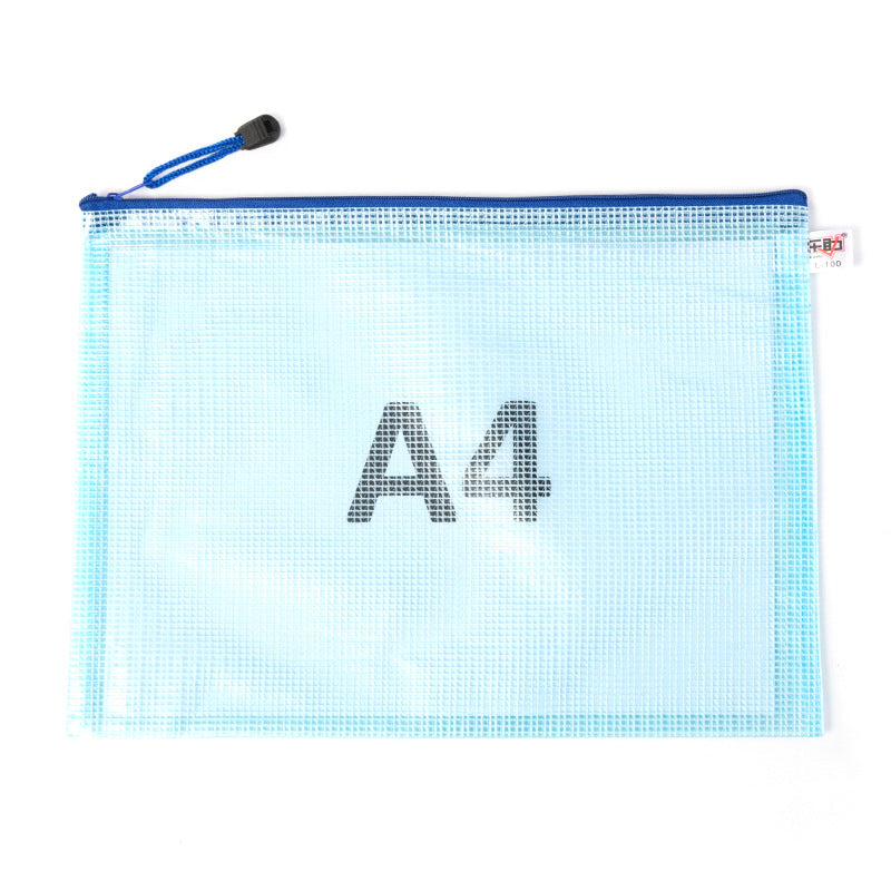 Cross-border Direct Supply Thickened PVC Plastic Zipper File Bag a4Transparent Student Exam Paper Waterproof Grid File Bag