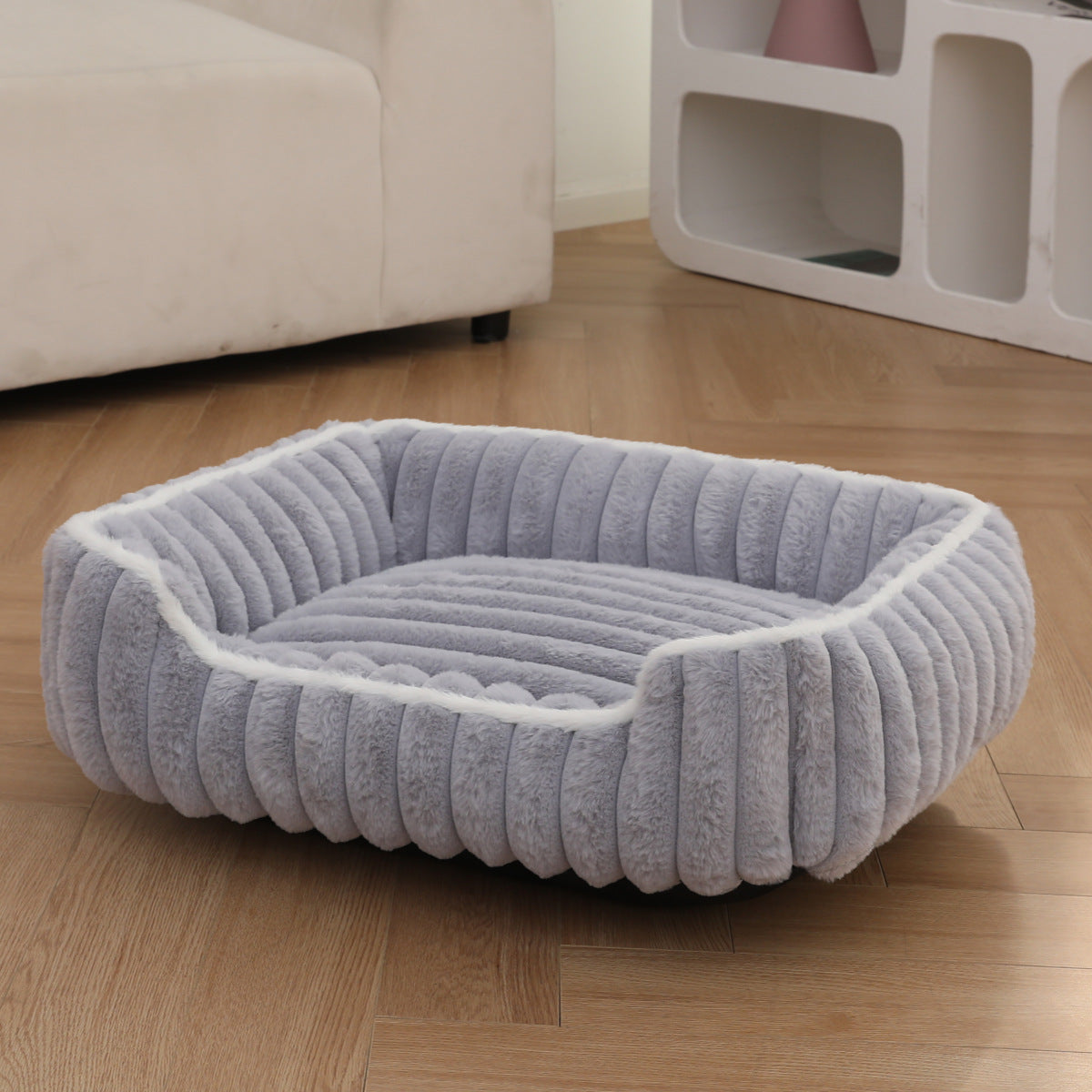 New Thickened Straight Bar Square Nest Rabbit Plush Soft Comfortable Pet Bed Deep Sleep Cat Nest Four Seasons Dog Nest