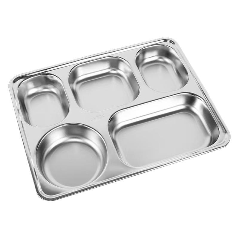 304Stainless Steel Compartmented Student Dinner Plate Thickened Canteen Dinner Plate Kindergarten Lunch Box Set Adult Meal Sharing