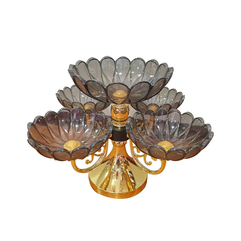 Fruit Plate Household Multi-layer Rotating Fruit Plate Living Room Fruit Plate European-style Light Luxury Crystal Plate Anti-Fall