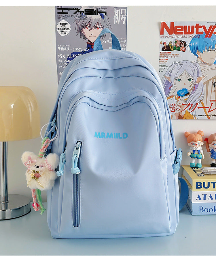 Large Capacity Backpack Women's New Fashion Simple School Bag Harajuku style solid color travel backpack for middle and high school students http://detail.1688.com/offer/967608488585.html
