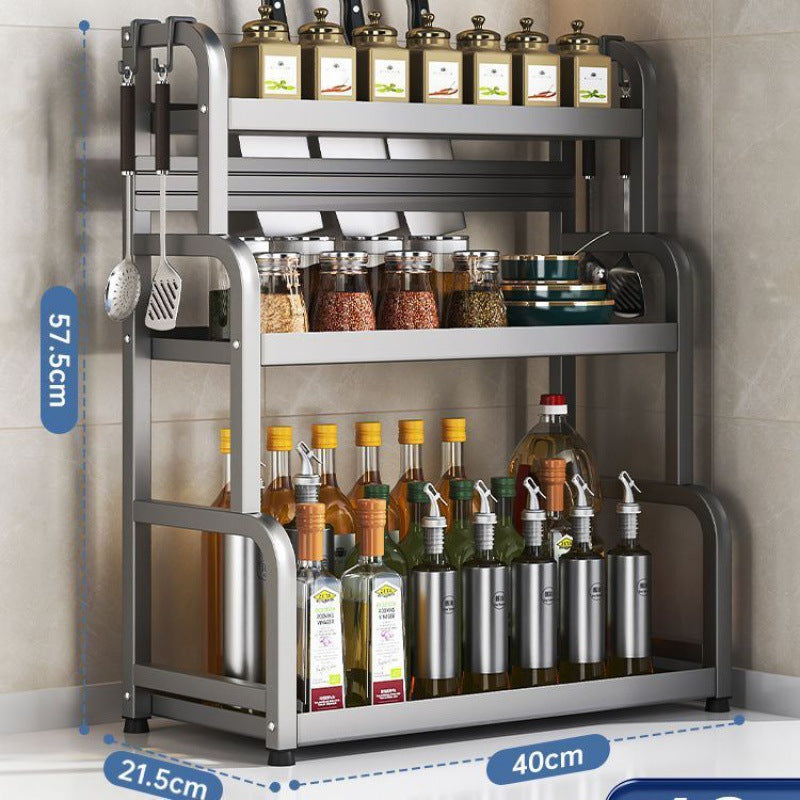 Kitchen Spice Rack Knife Holder Countertop Multifunctional Seasoning Kitchenware Storage Rack Multi-layer Stainless Steel Wholesale