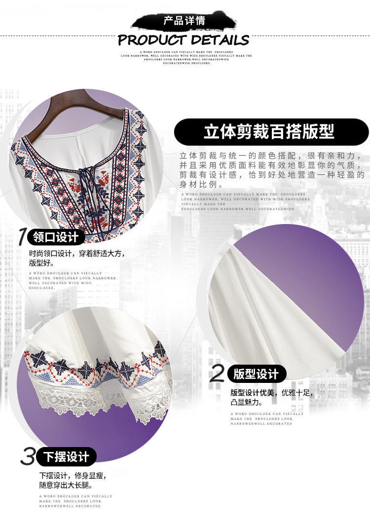 Summer Fashion Retro Slimming Top Women's Stylish Youthful Printed Five-Sleeve Round Neck Chiffon Blouse Women's Fashion