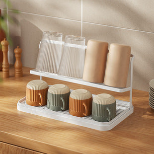 Cabinet Inner Layered Storage Rack Kitchen Countertop White Desktop Storage Rack Organizer Shelf for Seasonings, Bowls, Plates, and Cookware