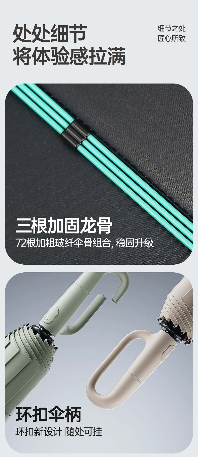 72Fully Automatic Ring Buckle Umbrella Portable Large Custom Wholesale Men's Hook Folding Dual-use for Sun and Rain Women's Special