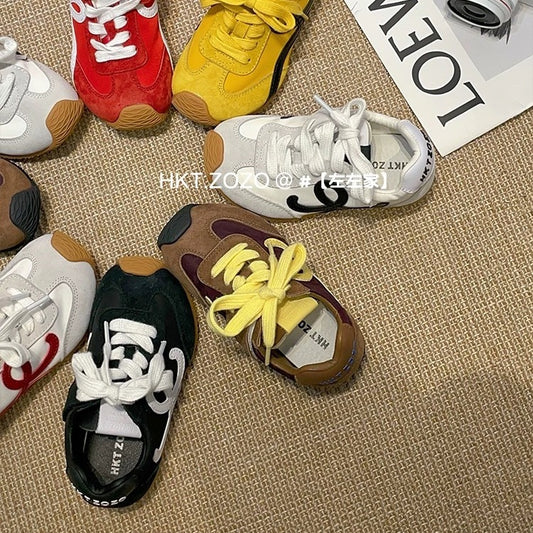 Genuine Leather Children's Spring New Sports Shoes Trendy Brand Hot-Selling Boys and Girls Forrest Gump Shoes German Training Shoes Non-Slip Running Shoes