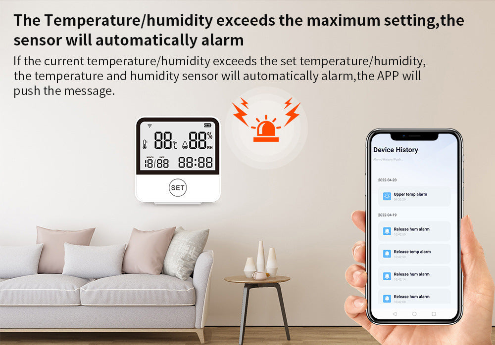 Tuya Graffiti wifi Bluetooth temperature and humidity meter detector indoor WIFI Temperature and Humidity Detector WiFi Sensor