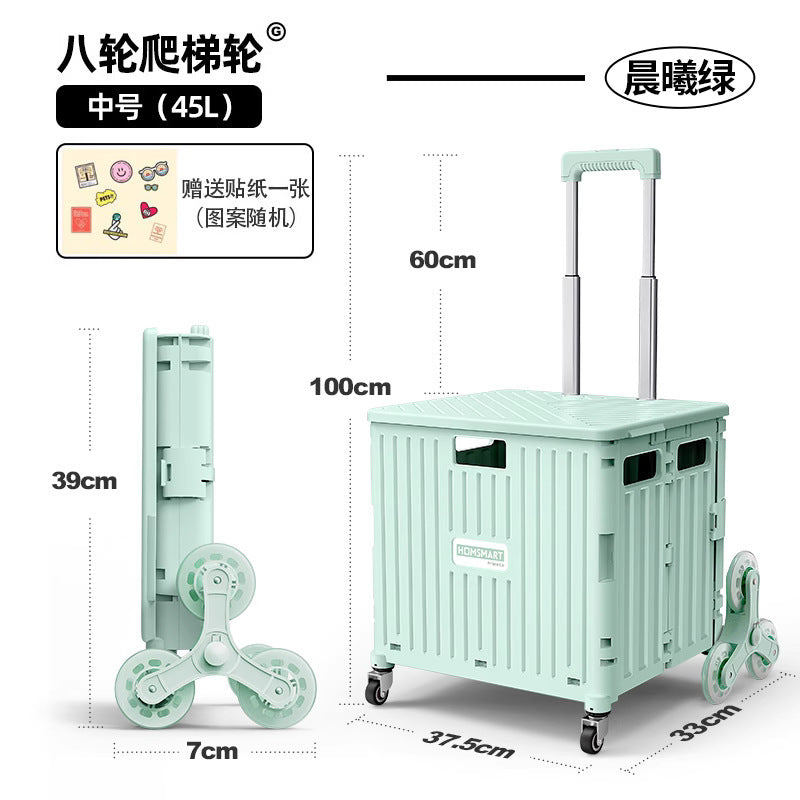 Pulling Cart for Grocery Shopping and Package Delivery, Lightweight Folding Stair Climbing Handcart with Cover