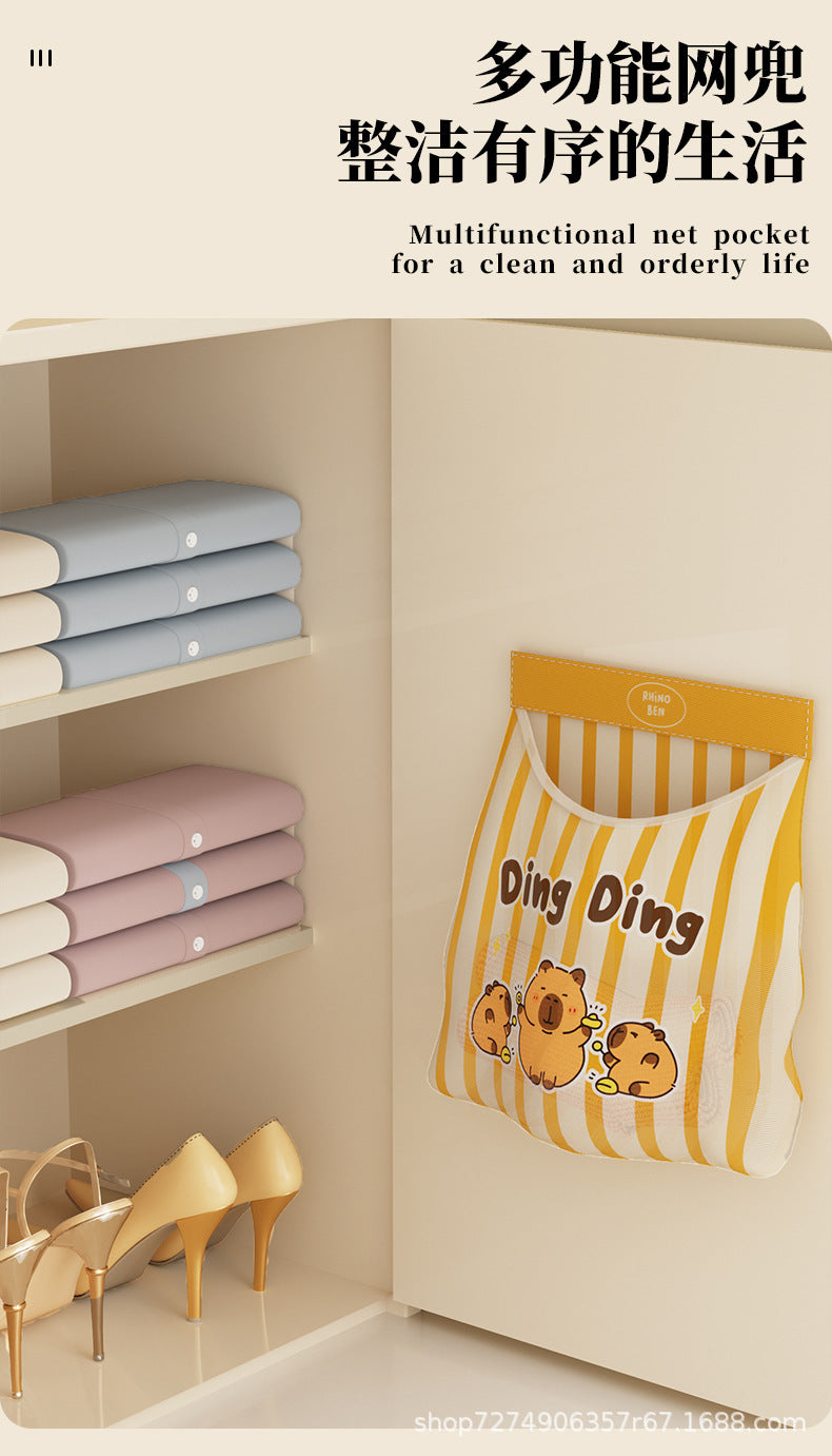 Magic Tape Sock Storage Bag Hanging Bag Door Back Storage Trash Bag Wall Hanging Miscellaneous Pocket Plastic Bag Storage Wall Hanging