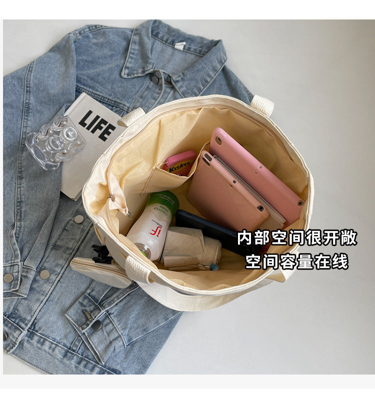 Large Capacity Canvas Bag Women2024New Commuter Tote Bag for Women ins College Student Class Shoulder Tote Bag