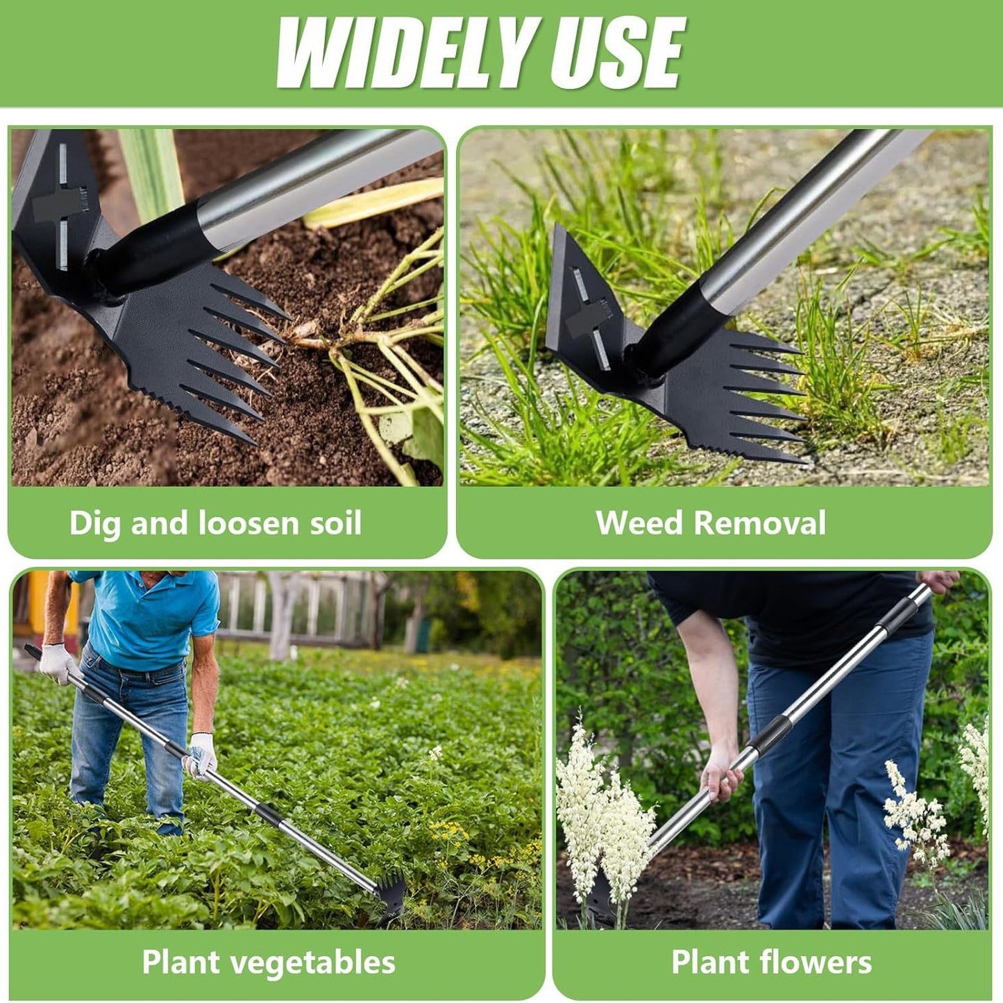 Multifunctional Hoe and Weeding Shovel Dual-purpose Tool Farmland Soil Loosening and Weeding Tool Garden Tools for Ditching and Raised Beds