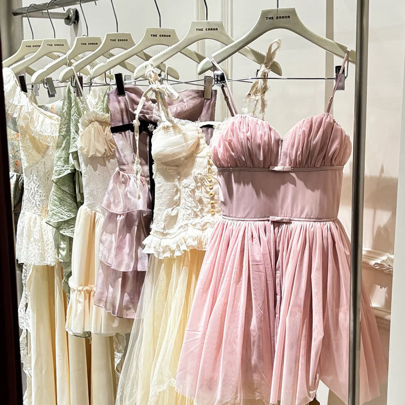 2025Summer New Style Women's Sweet and Spicy Strap Dress Light Color High-end Feel Wholesale Source