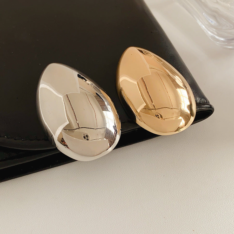 European and American Long Strip Water Drop Shaped Glossy Metal Brooch Cross-Border Exaggerated Simple Fashion Pin High-End Light Luxury Brooch