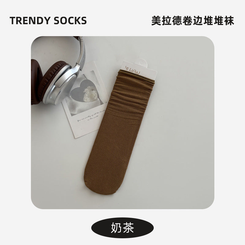 Socks Pure Cotton Women Summer Thin Style Pile Socks Solid Color Mid-Calf Socks Oxygen Cotton Confinement Socks Women Long Socks Zhuji Socks Industry